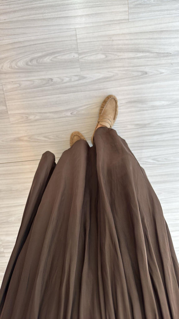 KAHVERENGİ PREMIUM SATEN ETEK