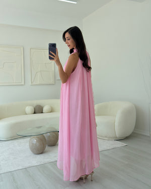PEMBE YAKA DANTELLİ ELBİSE