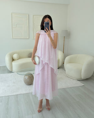 PEMBE ŞALLI ELBİSE