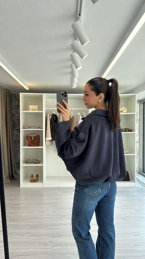 LACİVERT SÜET BOMBER CEKET