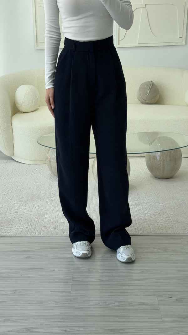 LACİVERT DÜZ KESİM TOK KUMAŞ PANTOLON