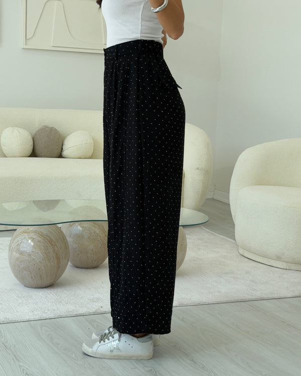 SİYAH BAGGY TAŞLI PANTOLON