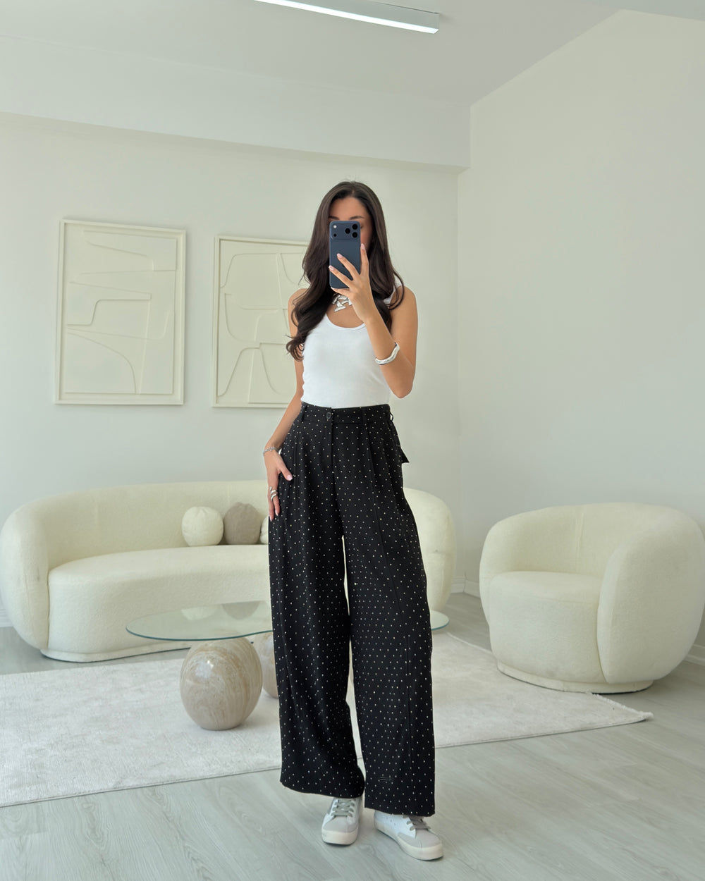 SİYAH BAGGY TAŞLI PANTOLON
