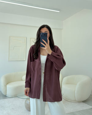 BORDO OVERSIZE TENSEL GÖMLEK
