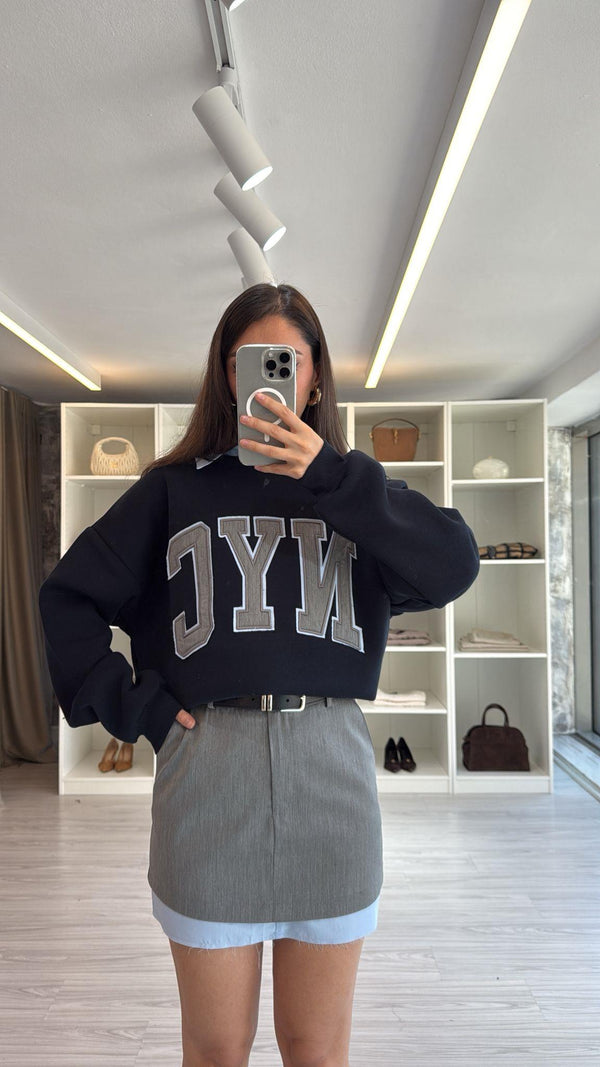 YAKA DETAYLI OVERSIZE SWEAT