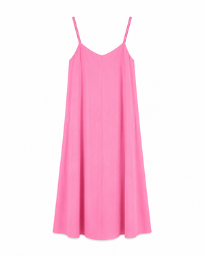 PEMBE ASKILI MAXİ SALAŞ ELBİSE