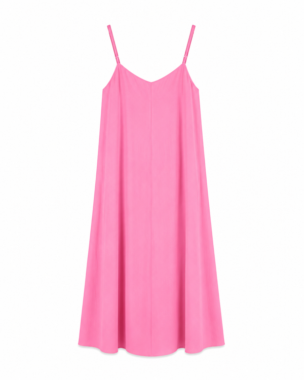 PEMBE ASKILI MAXİ SALAŞ ELBİSE
