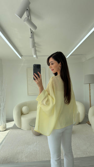 SARI ELİSE PELERİN ŞİFON BLUZ