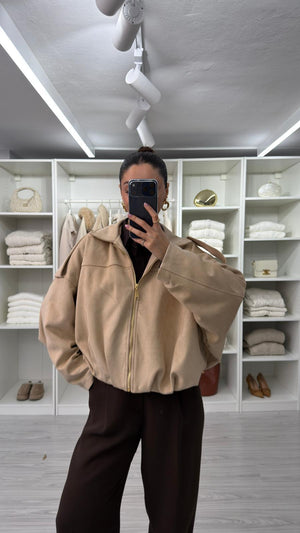 BEJ SÜET BOMBER CEKET