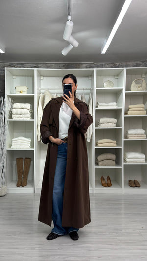 KAHVERENGİ VOGUE OVERSİZE TRENÇKOT