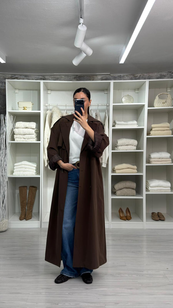 KAHVERENGİ VOGUE OVERSİZE TRENÇKOT