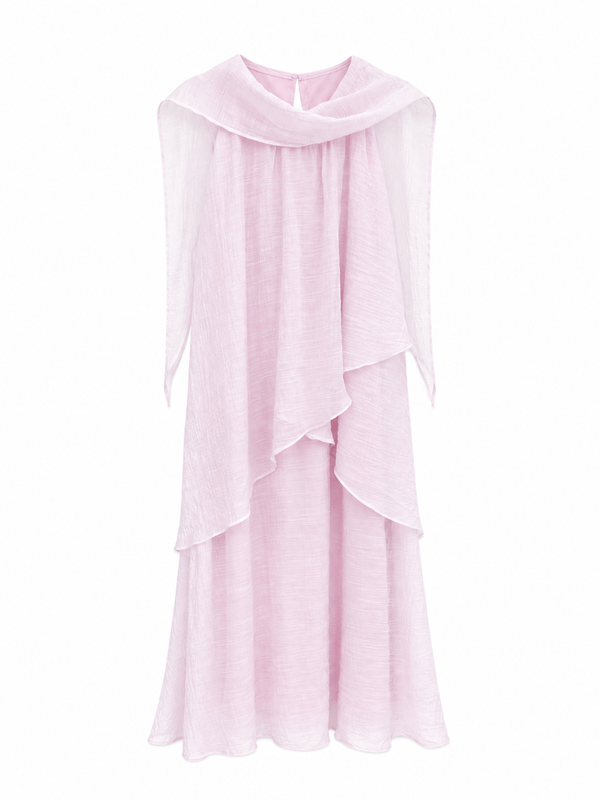 PEMBE ŞALLI ELBİSE