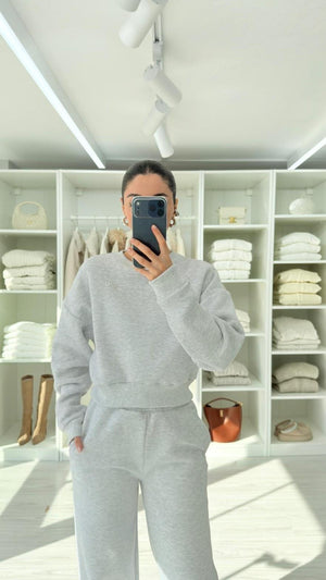 GRİ ALO ŞARDONLU SWEAT TAKIM