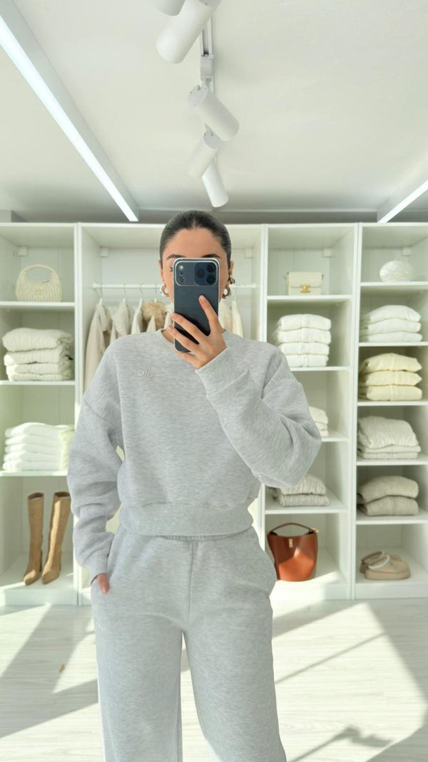 GRİ ALO ŞARDONLU SWEAT TAKIM