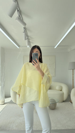 SARI ELİSE PELERİN ŞİFON BLUZ