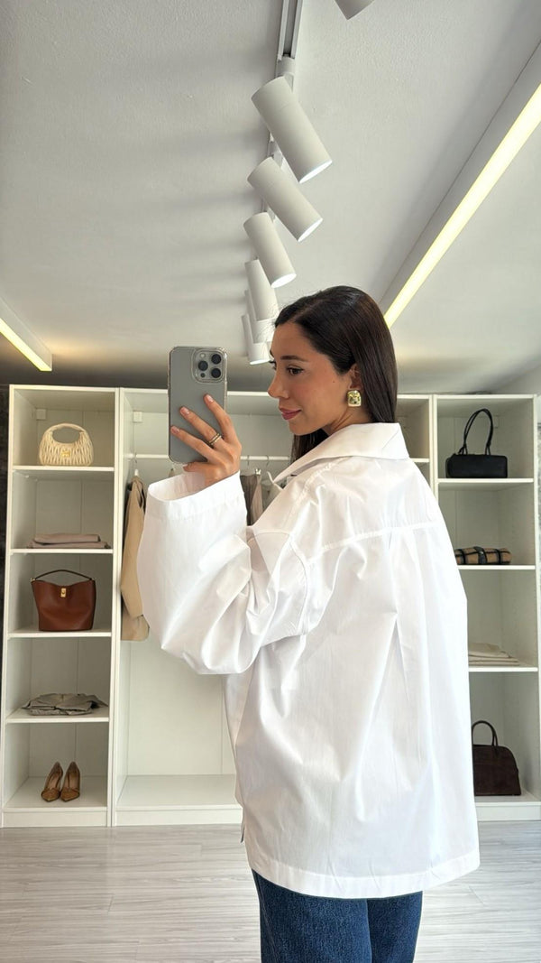 BEYAZ OVERSIZE POPLİN GÖMLEK