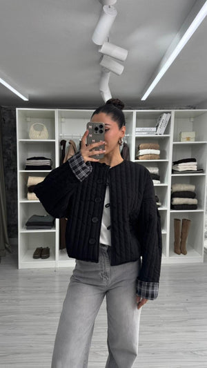 SİYAH VERA OVERSIZE KAPİTONE CEKET