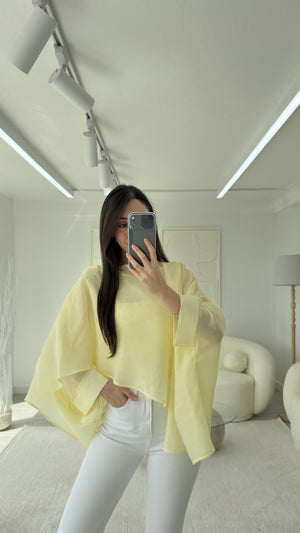 SARI ELİSE PELERİN ŞİFON BLUZ