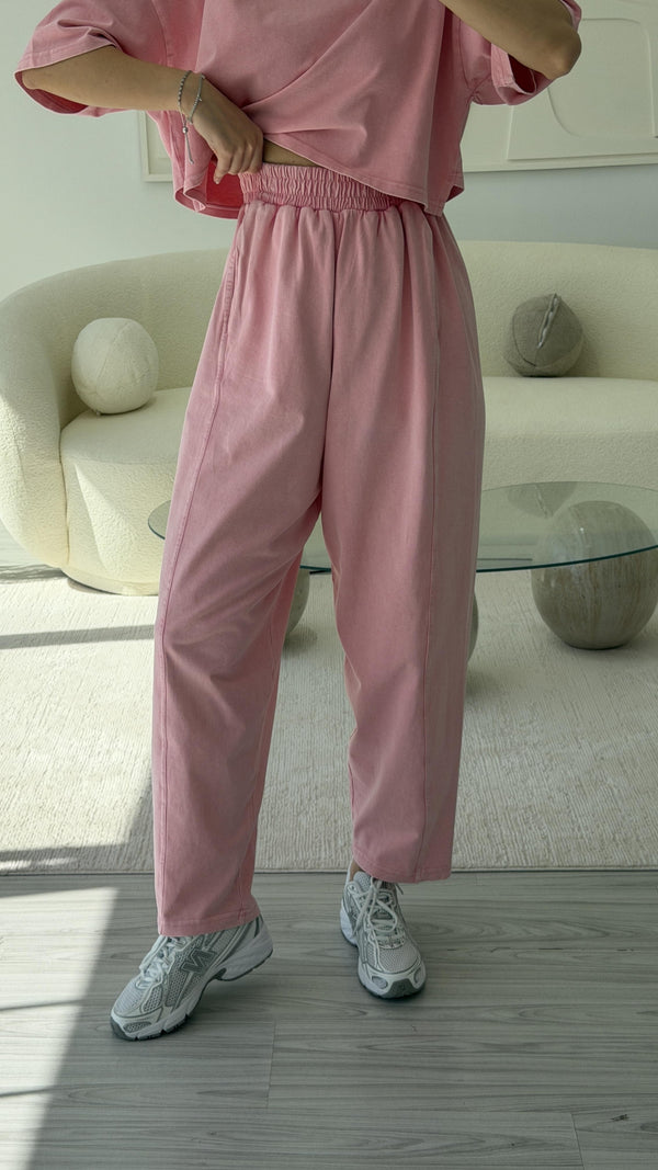PEMBE YIKAMALI PAMUKLU TAKIM