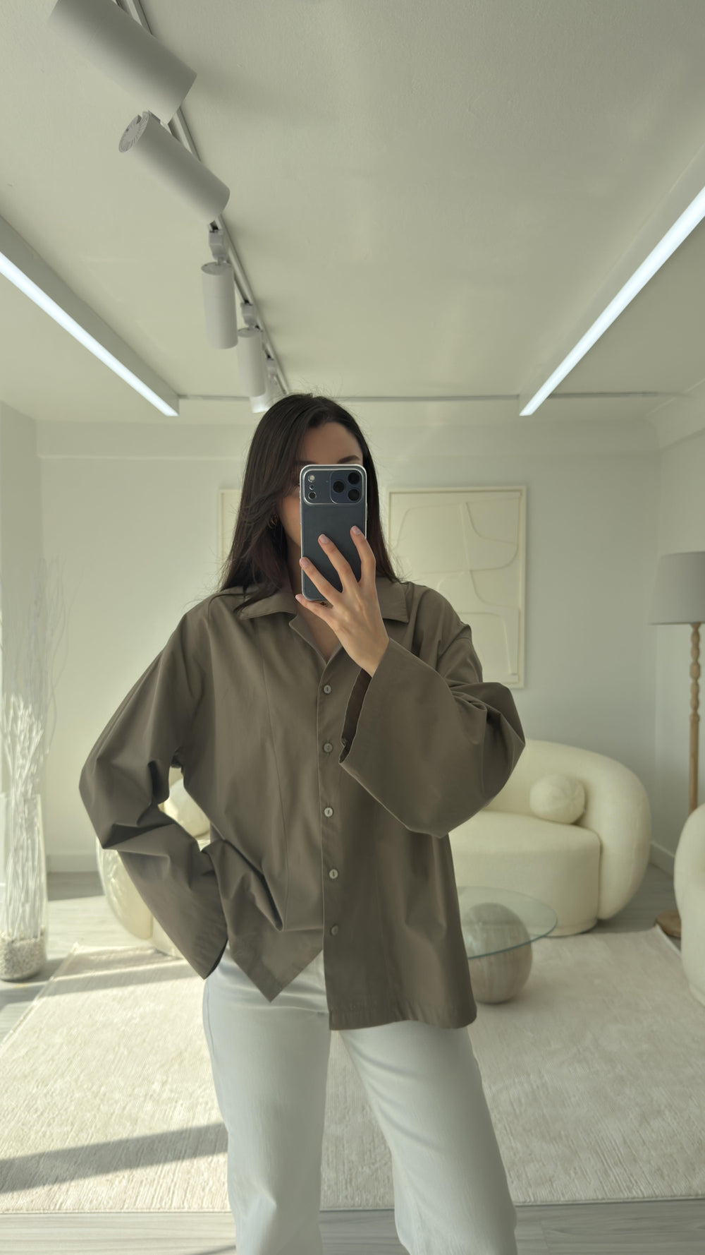 HAKİ OVERSIZE POPLİN GÖMLEK