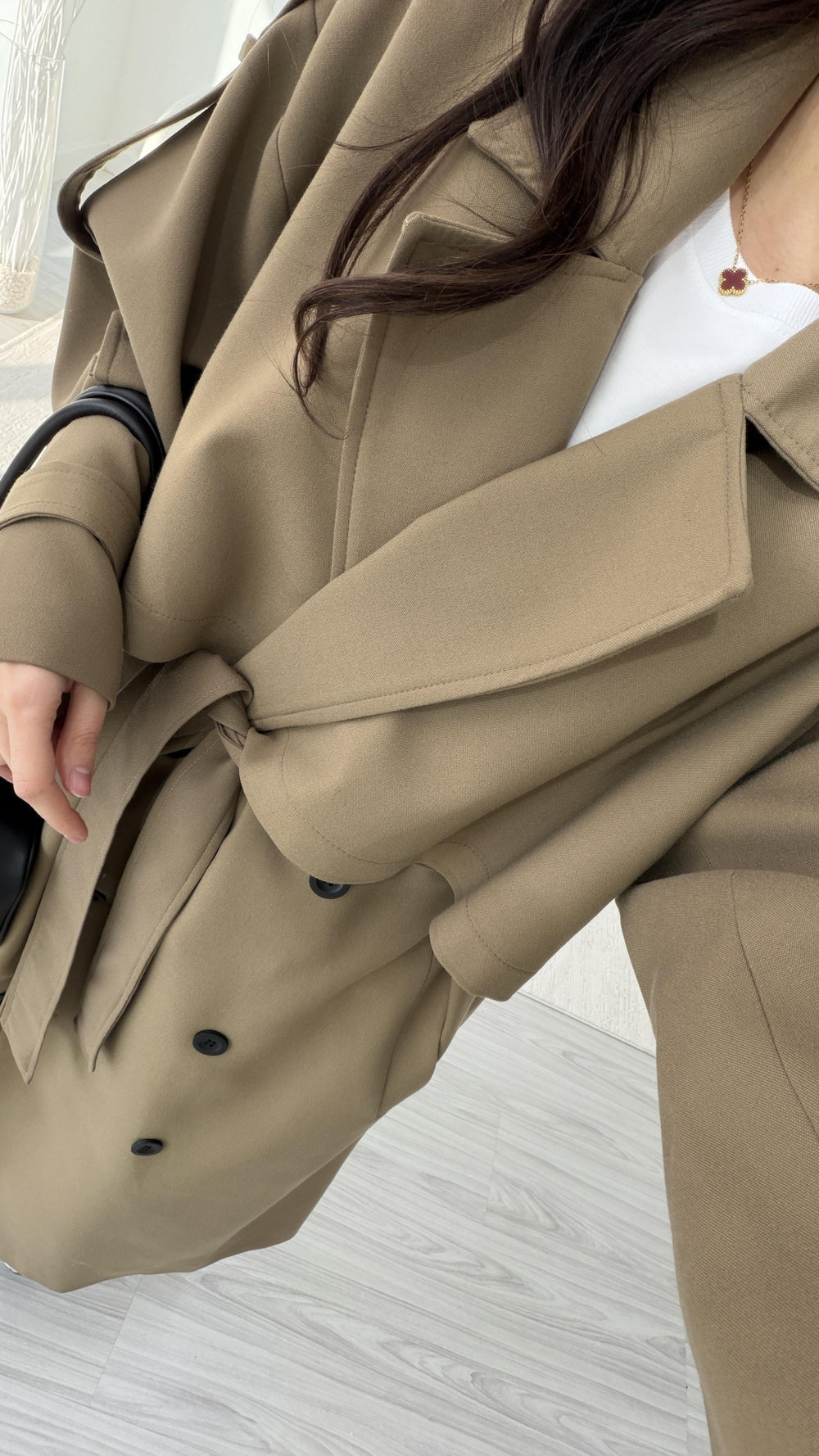 KARAMEL OVERSIZE UZUN TRENÇKOT