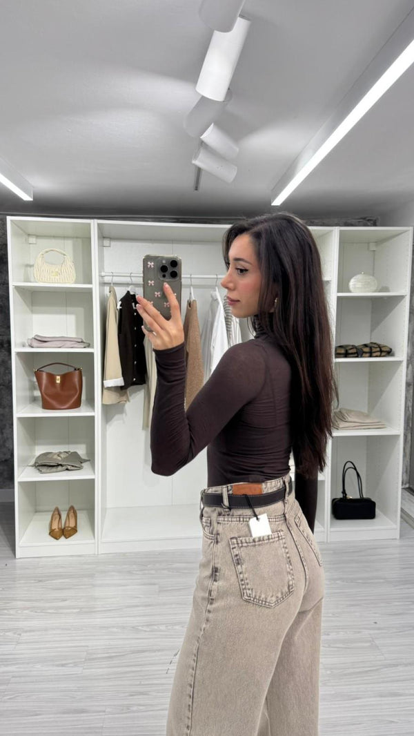 KAHVERENGİ BALIKÇI YAKA KAŞMİR BODY