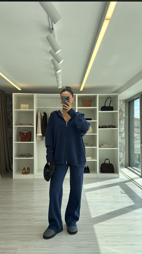 LACİVERT FERMUARLI TRİKO TAKIM