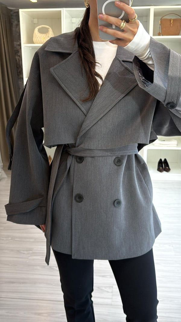ANTRASİT OVERSIZE TRENÇKOT
