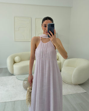 PEMBE ŞALLI ASKILI ELBİSE