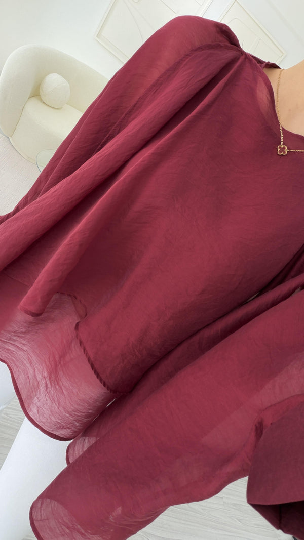 BORDO ELİSE PELERİN ŞİFON BLUZ