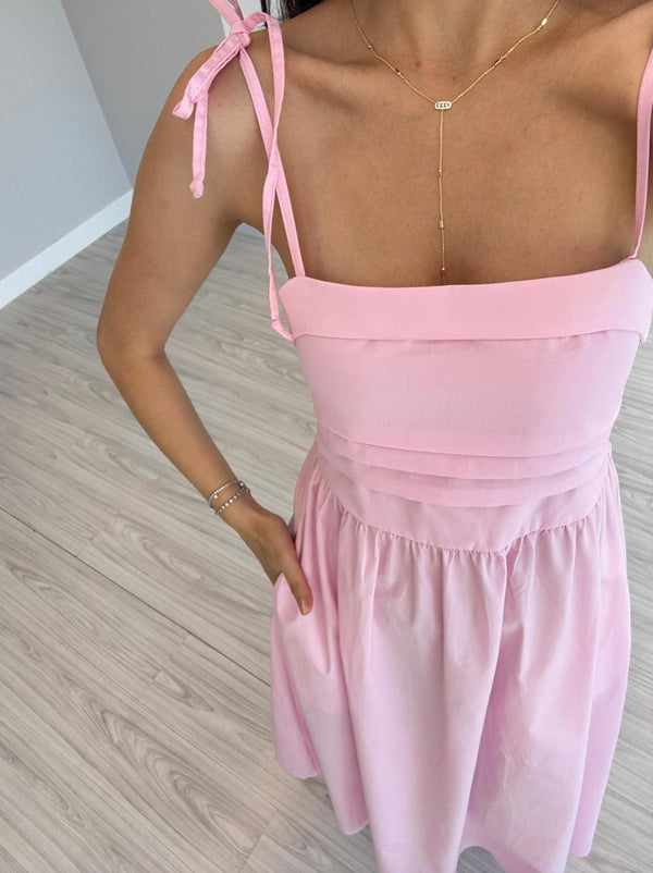 PEMBE POPLİN ELBİSE
