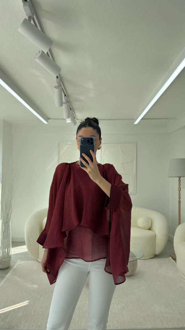 BORDO ELİSE PELERİN ŞİFON BLUZ