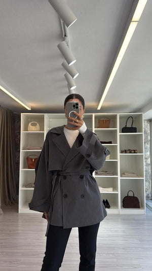 ANTRASİT OVERSIZE TRENÇKOT