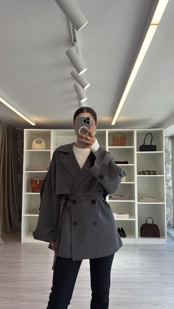 ANTRASİT OVERSIZE TRENÇKOT