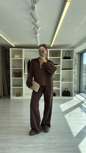 KAHVERENGİ YARIM FERMUARLI PREMIUM TAKIM