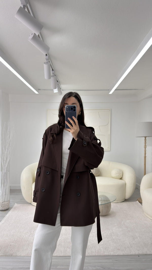 OVERSIZE TRENÇKOT - KAHVE