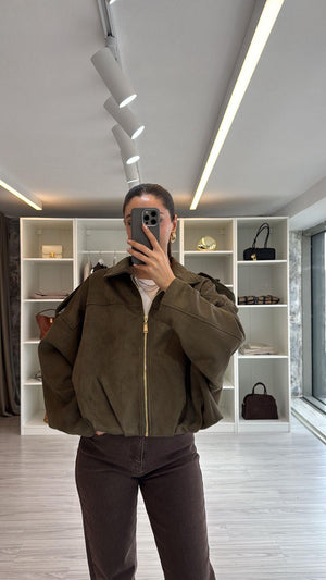 HAKİ SÜET BOMBER CEKET