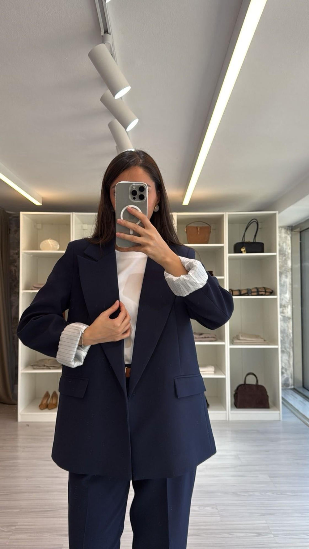 LACİVERT ÇİZGİLİ ASTARLI CEKET