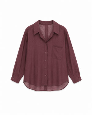 BORDO OVERSIZE TENSEL GÖMLEK