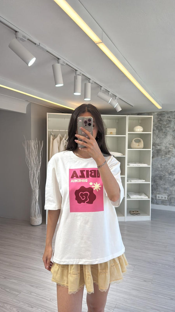 IBIZA BOHEMIA BASKILI OVERSIZE BASKILI TSHIRT