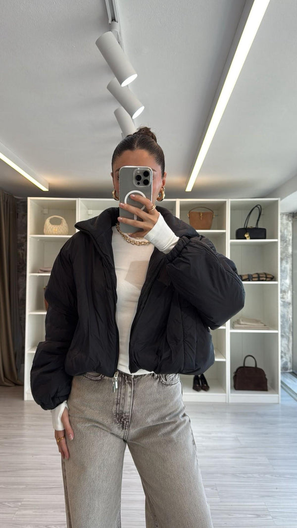 SİYAH OVERSIZE İNCE MONT