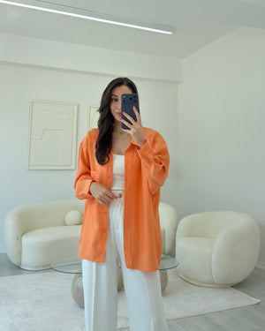 TURUNCU OVERSIZE TENSEL GÖMLEK
