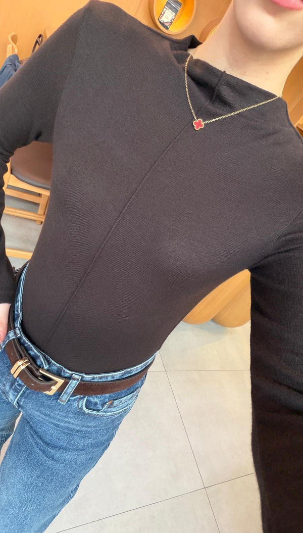 KAHVERENGİ DİLVİN DİK YAKA BODY