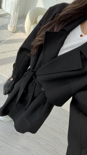 SİYAH OVERSIZE UZUN TRENÇKOT