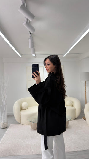 SİYAH OVERSIZE TRENÇKOT