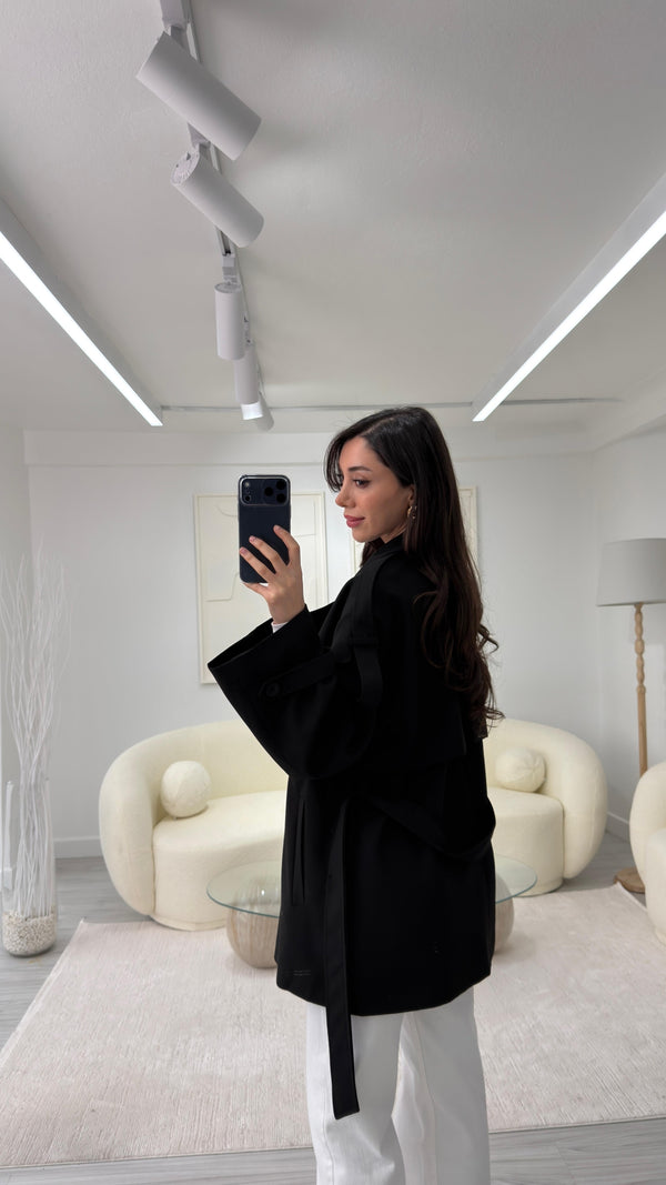 SİYAH OVERSIZE TRENÇKOT