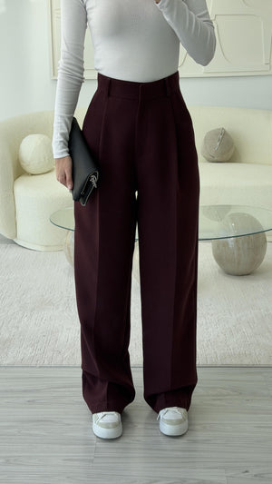 BORDO DÜZ KESİM TOK KUMAŞ PANTOLON