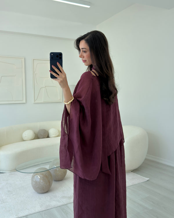 BORDO PELERİN ELBİSE TAKIM