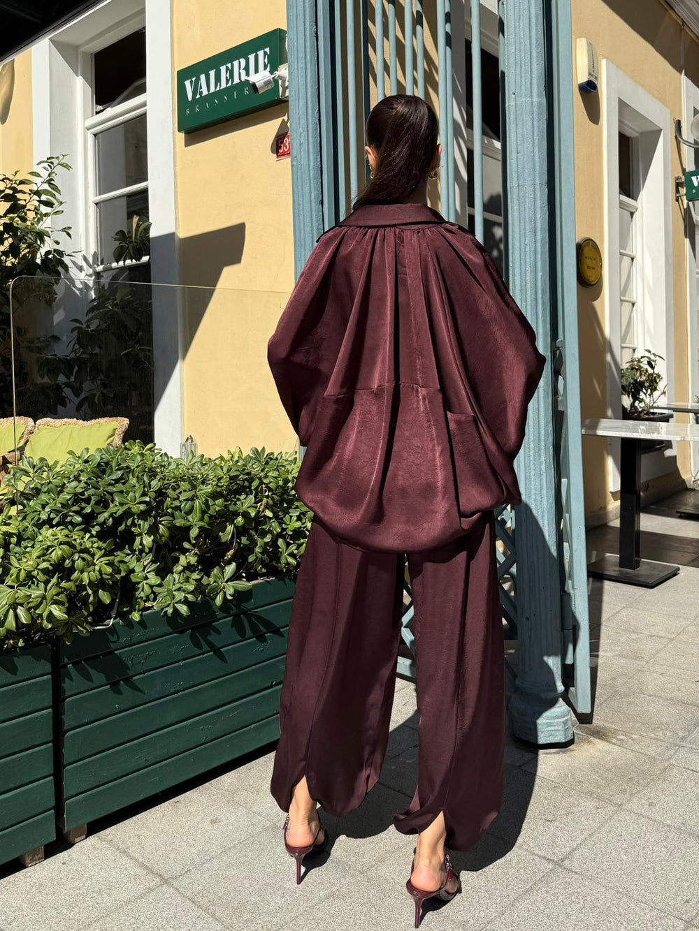 BORDO PREMIUM SATEN ŞALVAR PANTOLON