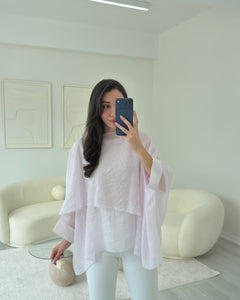 PEMBE UÇUŞAN PELERİN BLUZ